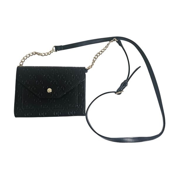 Nine West Chain Strap Evening Bag Black Number 9 Logo Print Envelope Style Purse - Picture 4 of 6